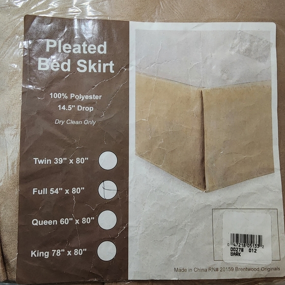Pleated Bed Skirt Full Size Faux Suede Bark Taupe Brown 54" x 80" NWT - Picture 5 of 10